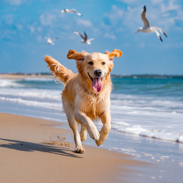 perro alegre llegada primavera