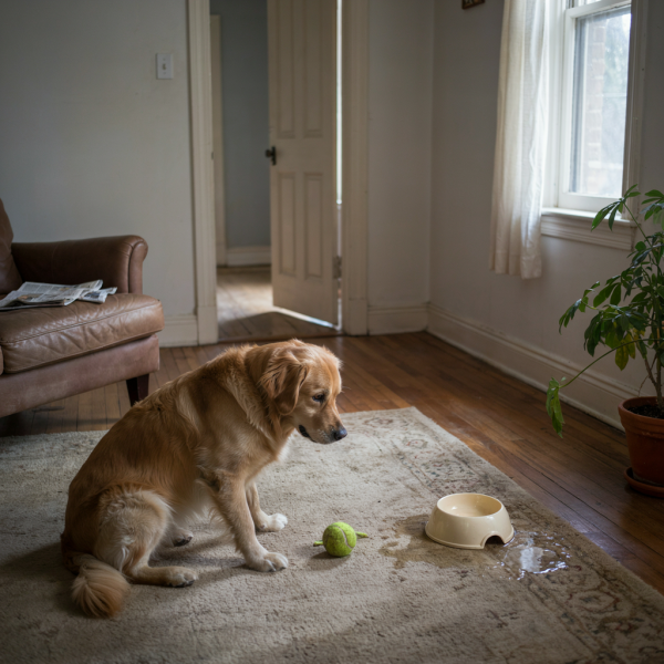 perro solo en casa, estrés y ansiedad